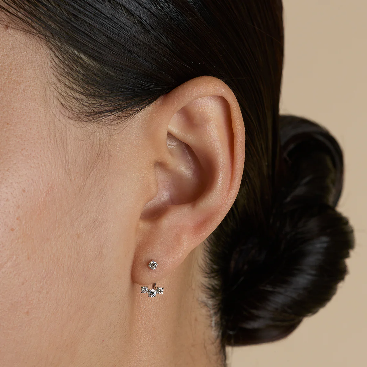 Diamond Trio Ear Jacket in Solid White Gold - Image 2