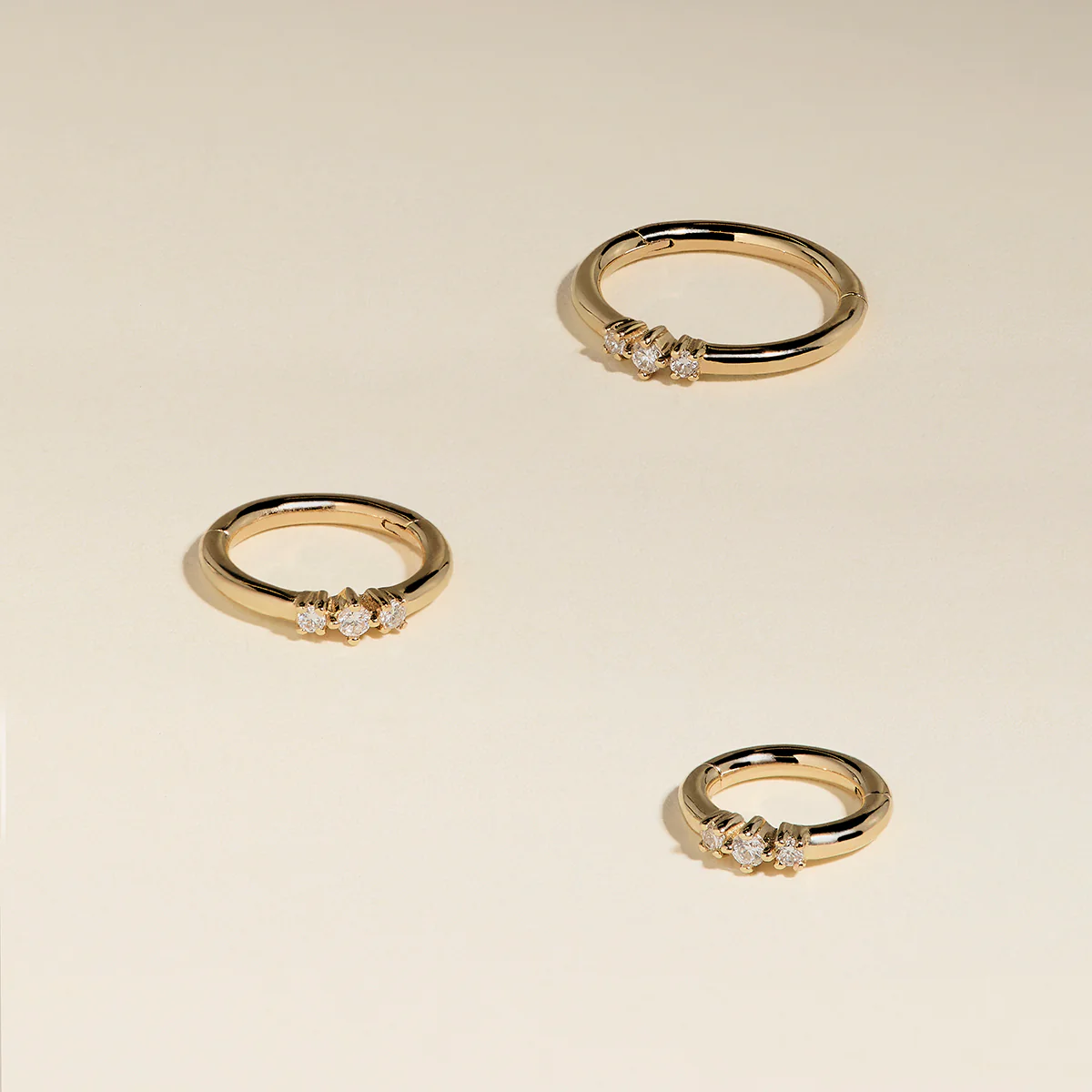 Diamond Triology Seamless Piercing Hoop in Solid Gold - Image 4