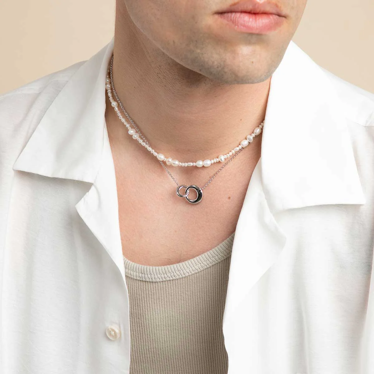 Dome Link Necklace in Silver - Image 5