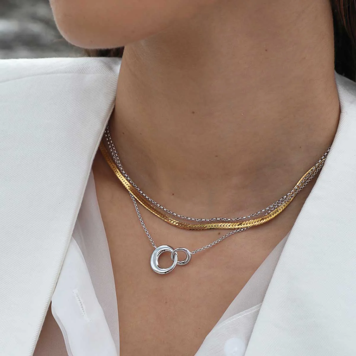 Dome Link Necklace in Silver - Image 6