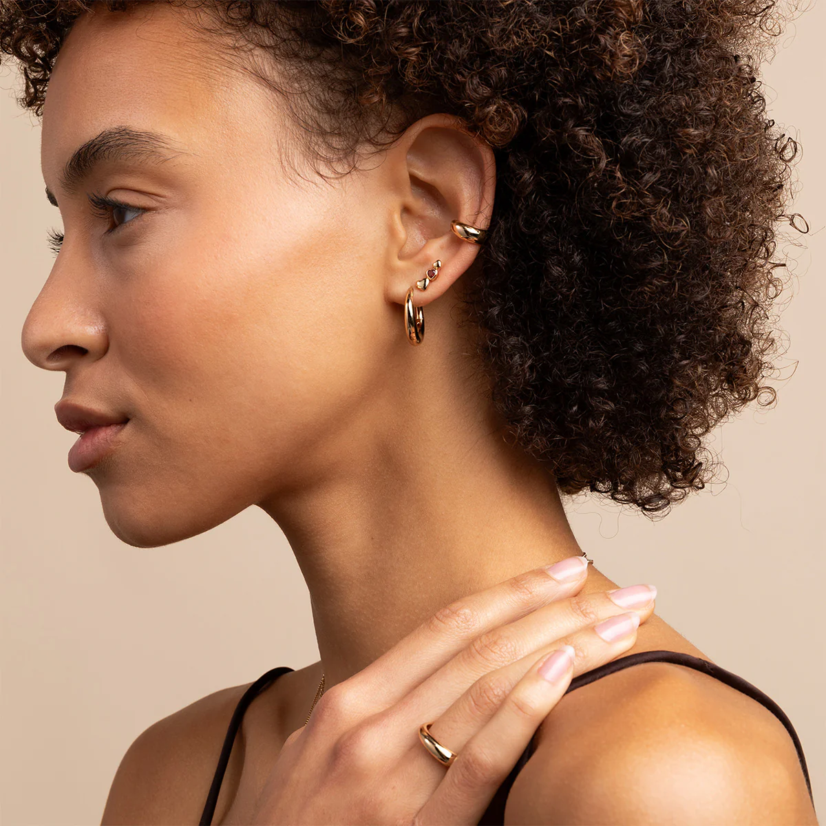 Dome Medium Hoops in Gold - Image 4