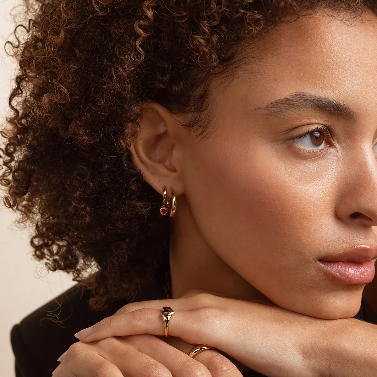 Dome Medium Hoops in Gold - Image 5