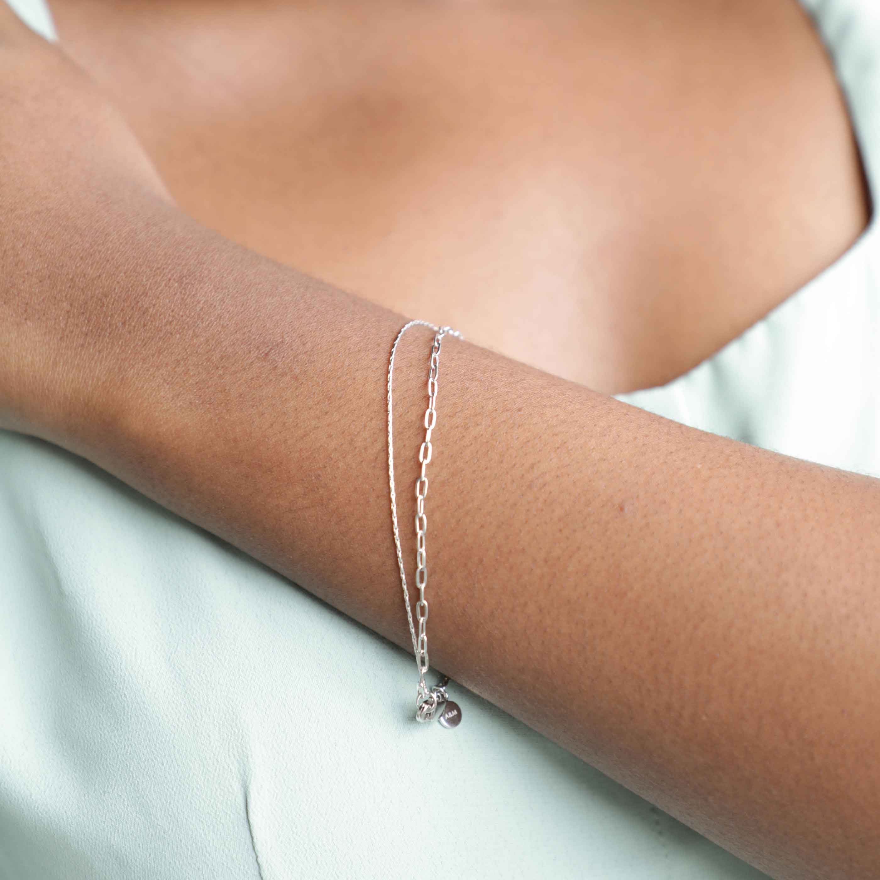 Double Chain Bracelet in Silver - Image 3