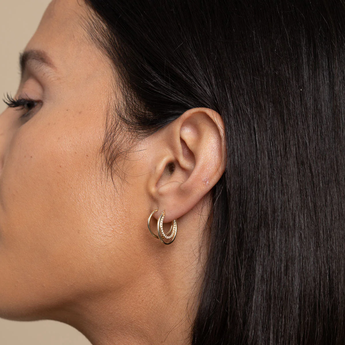 Duo Topaz Hoops in Solid Gold - Image 3