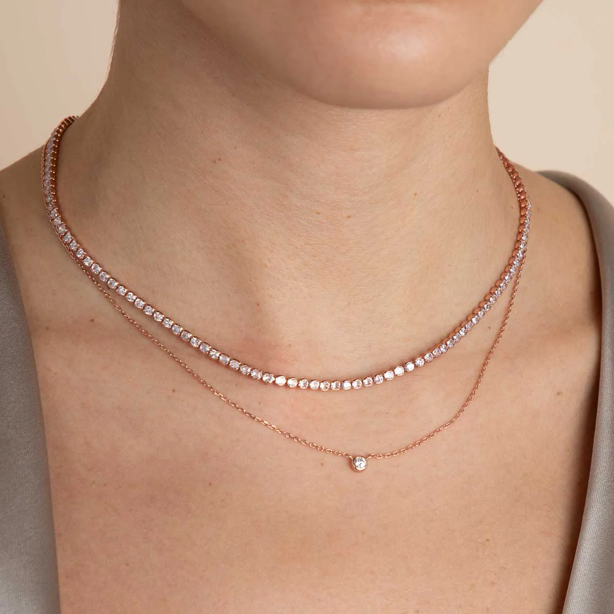 Essential Crystal Pendant Necklace in Rose Gold - Image 3