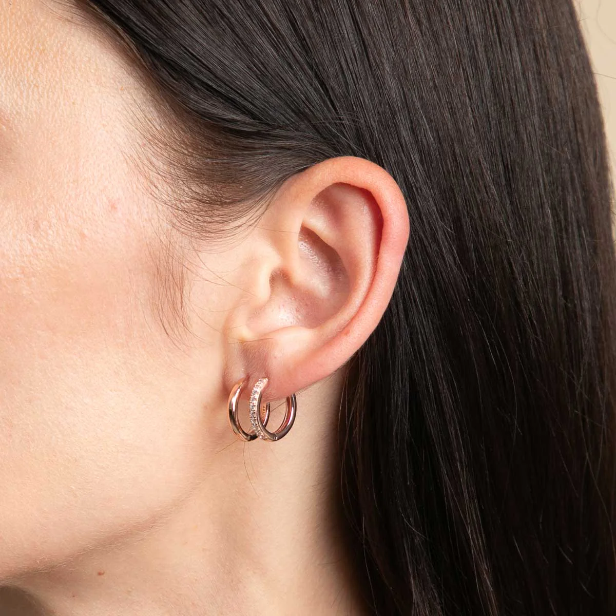 Essential Crystal Small Hoops in Rose Gold - Image 4