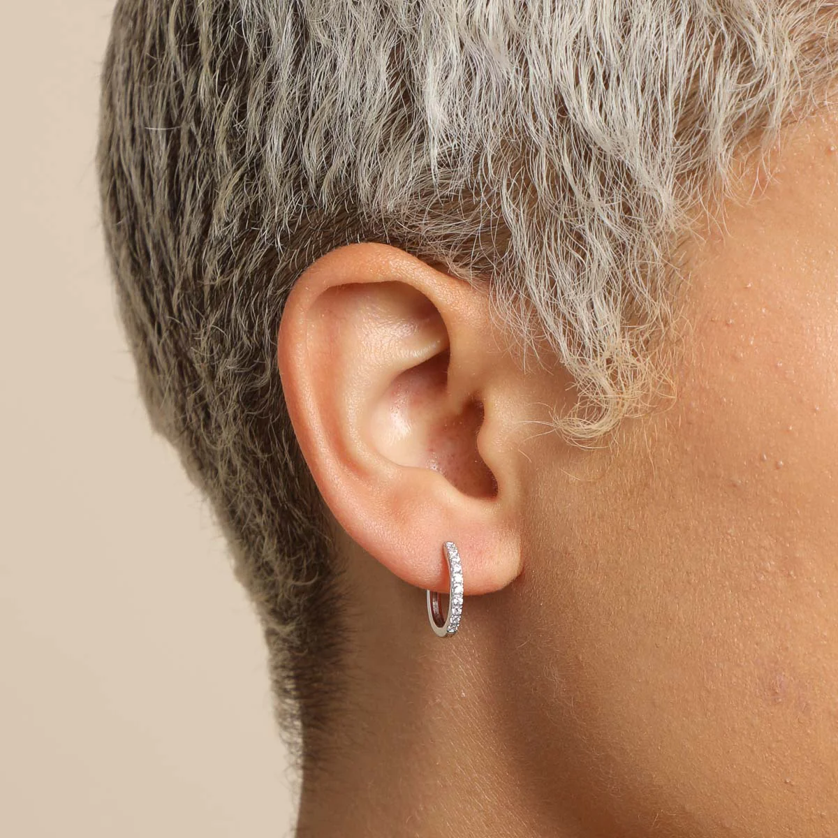 Essential Crystal Small Hoops in Silver - Image 2
