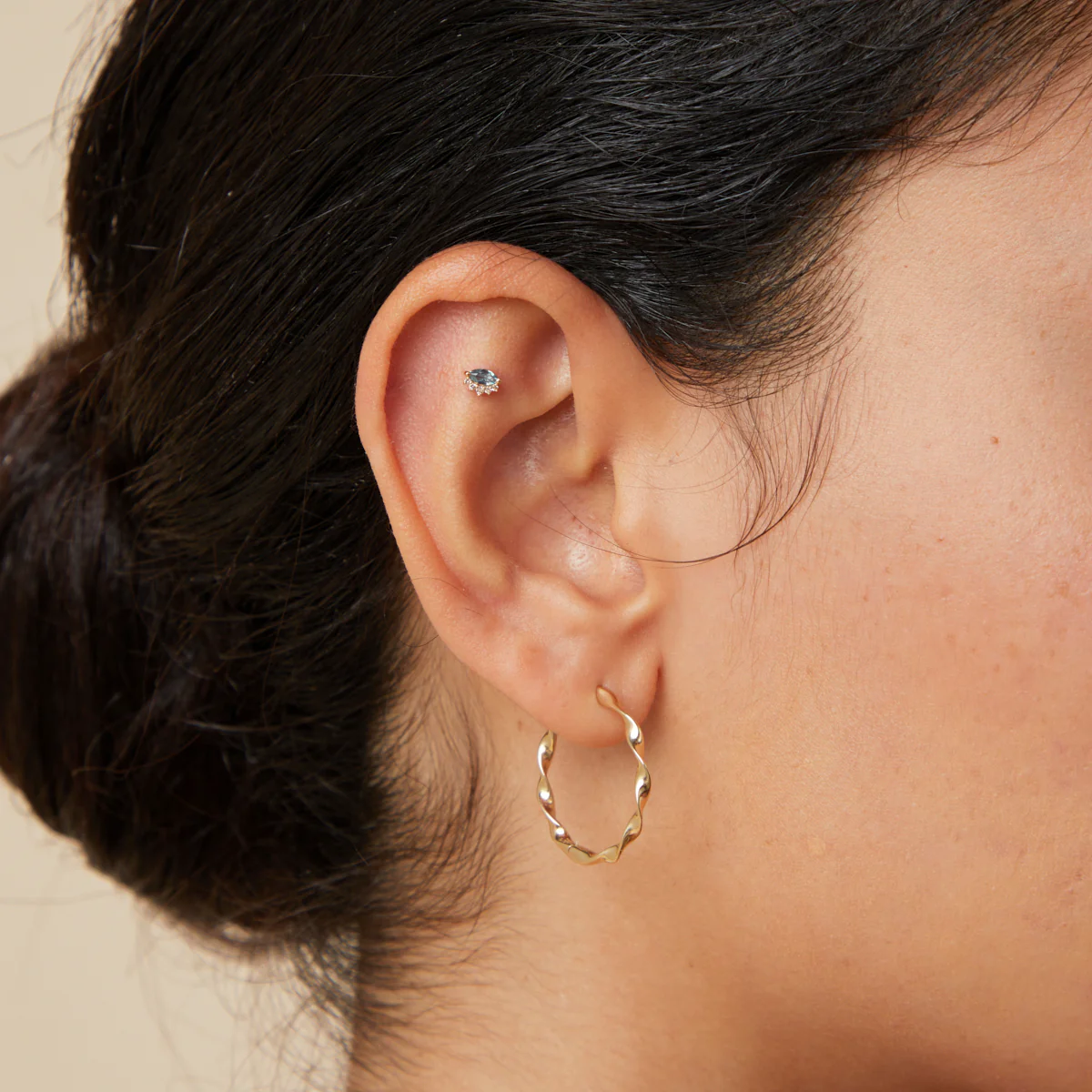 Evil Eye Alexandrite Piercing Stud in Solid Gold - Image 2