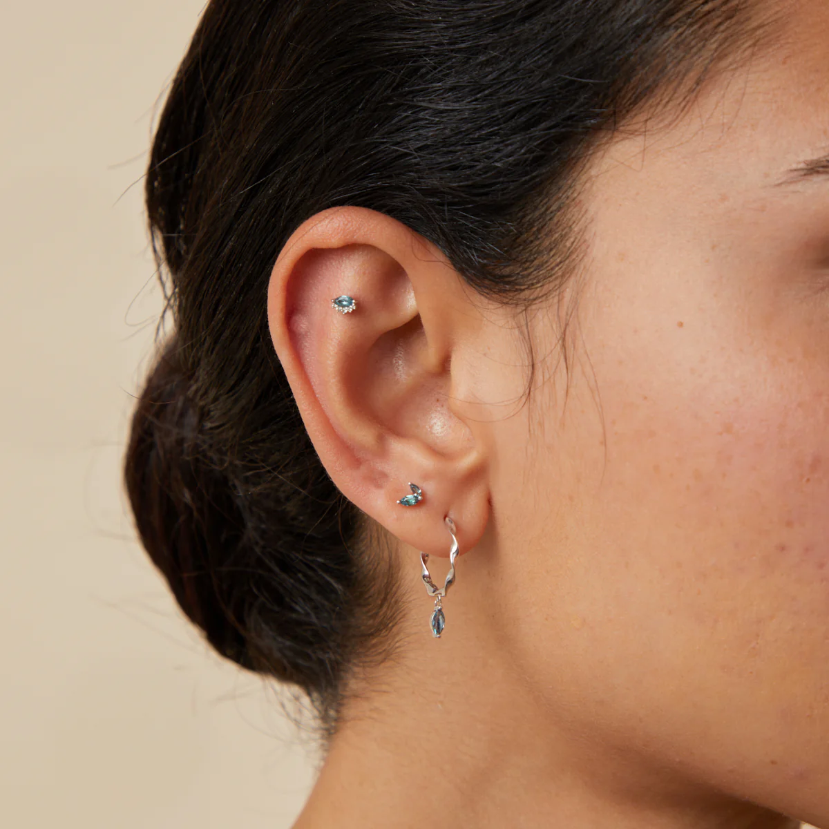 Evil Eye Alexandrite Piercing Stud in Solid White Gold - Image 3