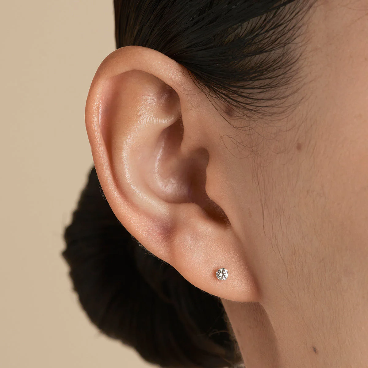 Floating Diamond Large Piercing Stud in Solid Gold - Image 2