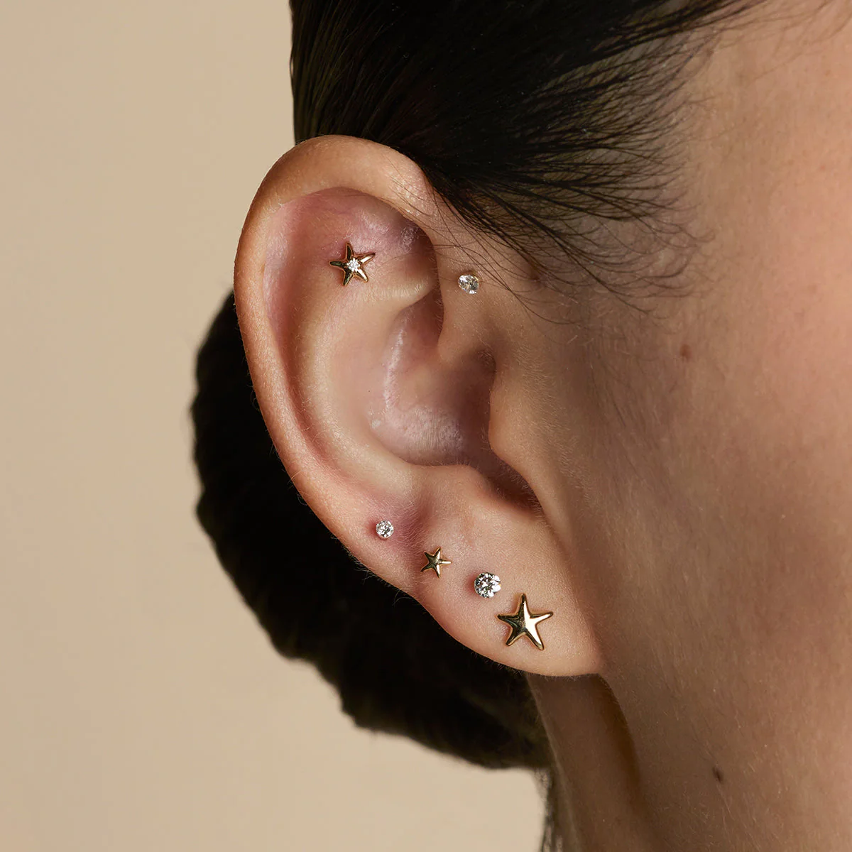 Floating Diamond Large Piercing Stud in Solid Gold - Image 3