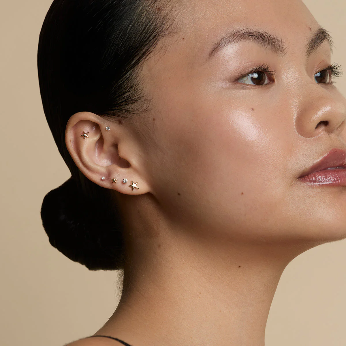 Floating Diamond Small Piercing Stud in Solid Gold - Image 4