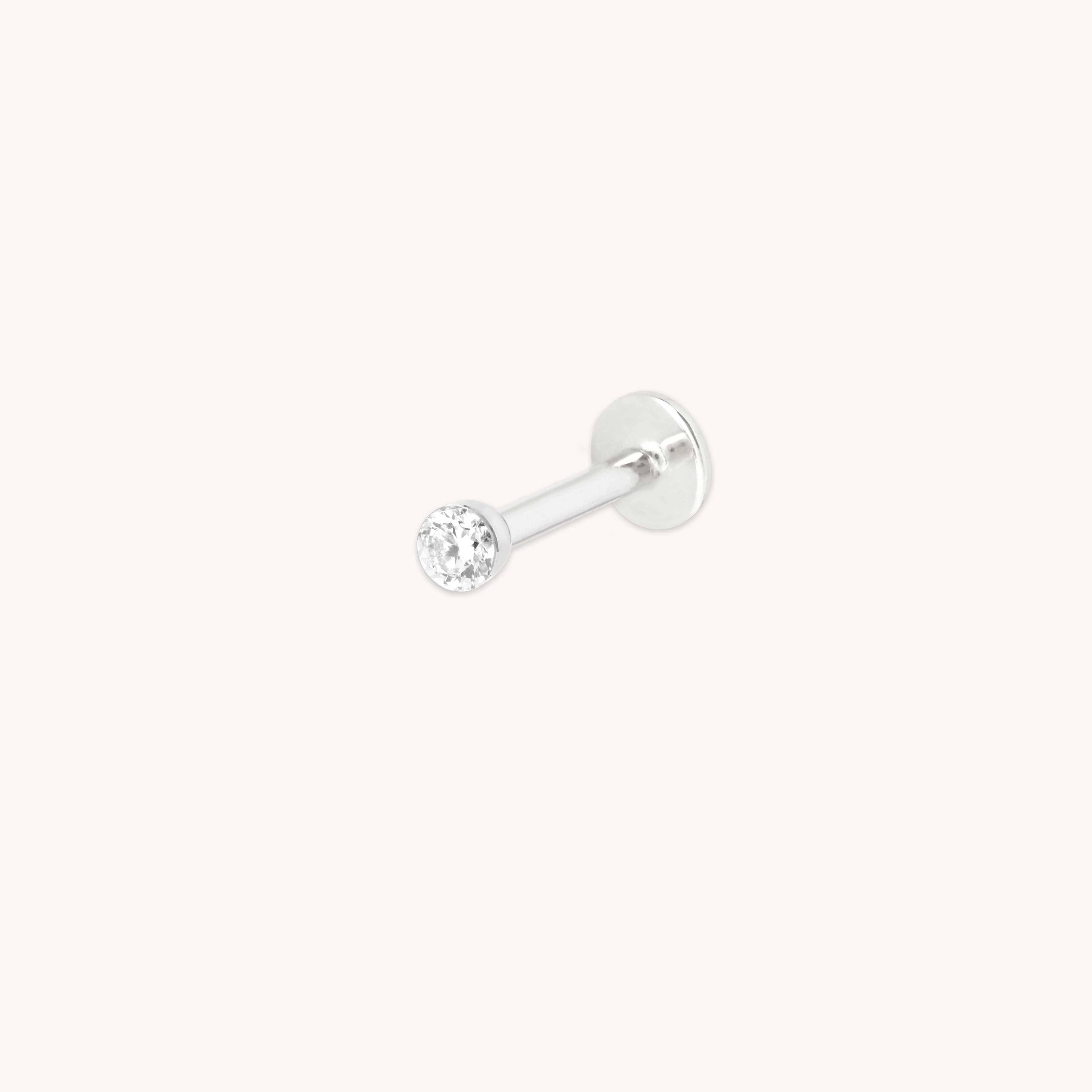 Floating Diamond Small Piercing Stud in Solid White Gold