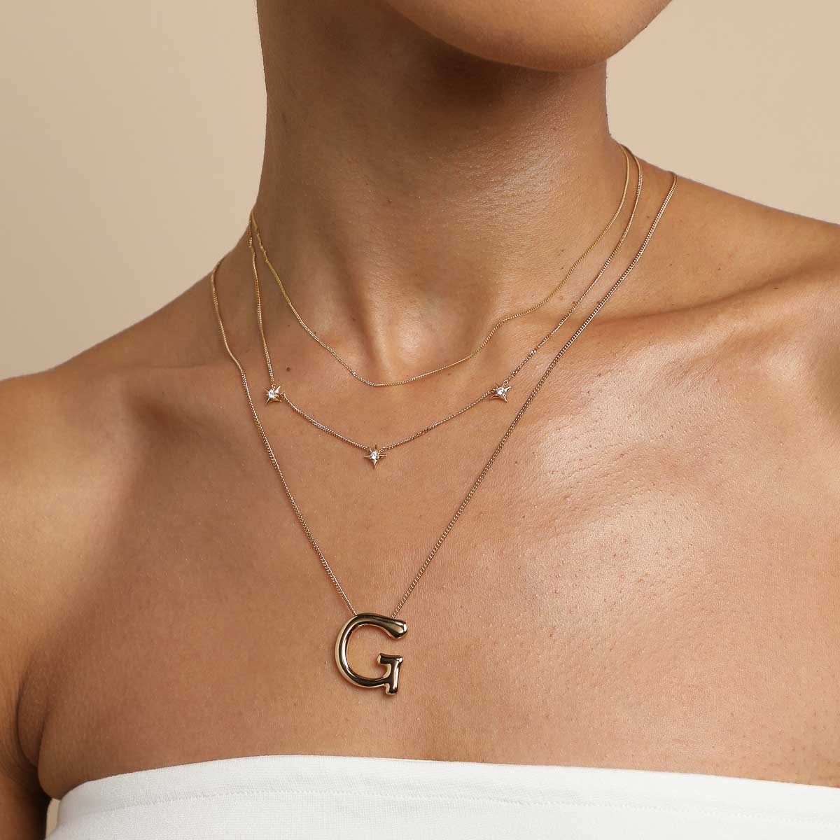 G Initial Bold Pendant Necklace in Gold - Image 3