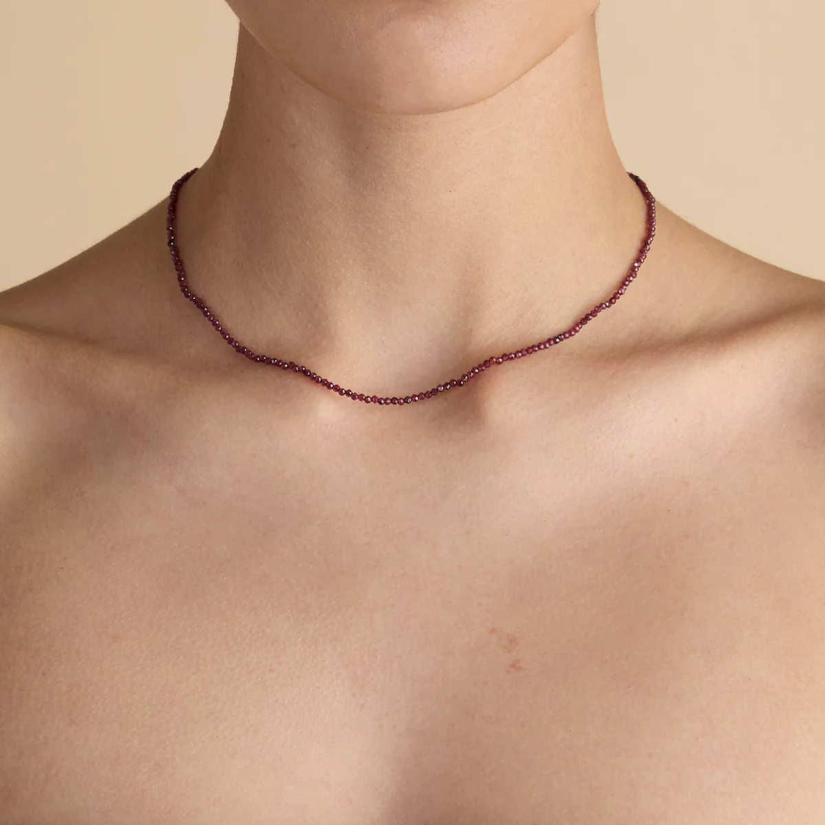 Garnet January Beaded Necklace in Solid Gold - Image 2
