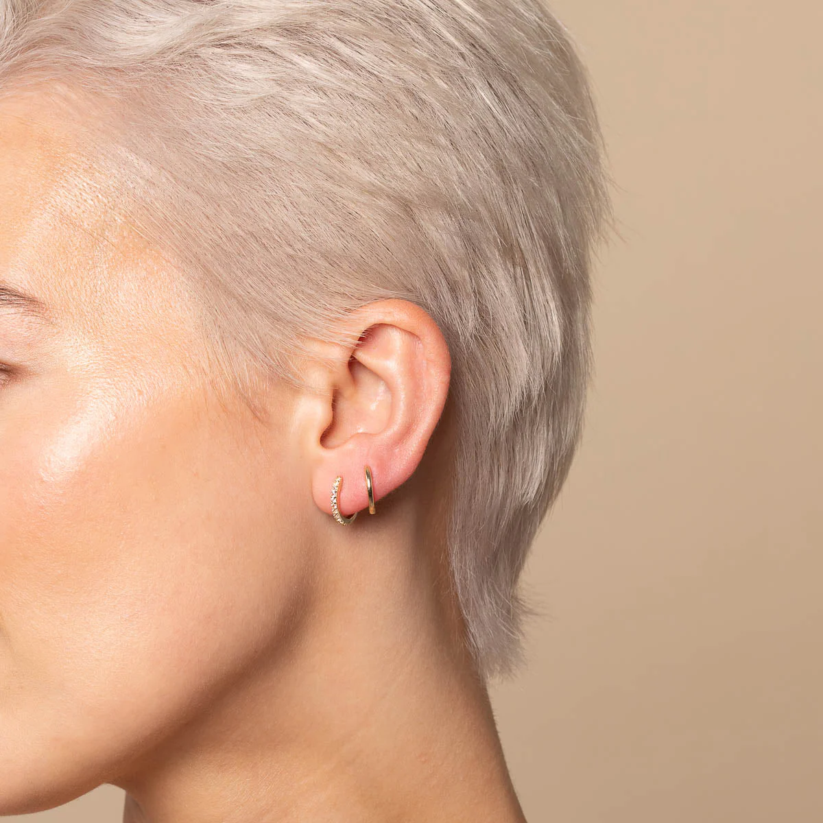 Gem Piercing Hoop in Solid Gold - Image 3