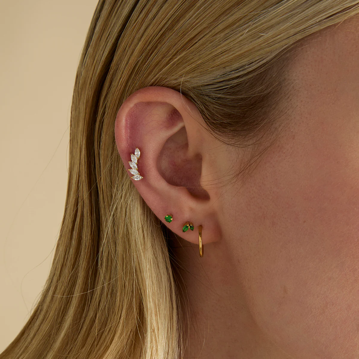 Green Titanium Piercing Stud in Gold - Image 3