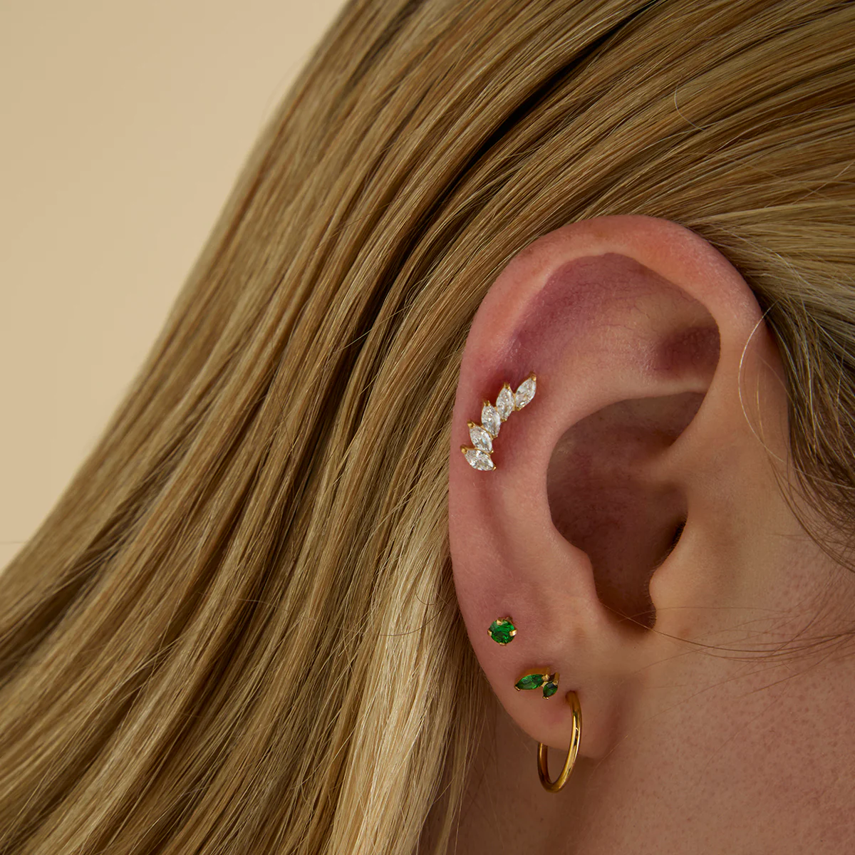 Green Titanium Piercing Stud in Gold - Image 6