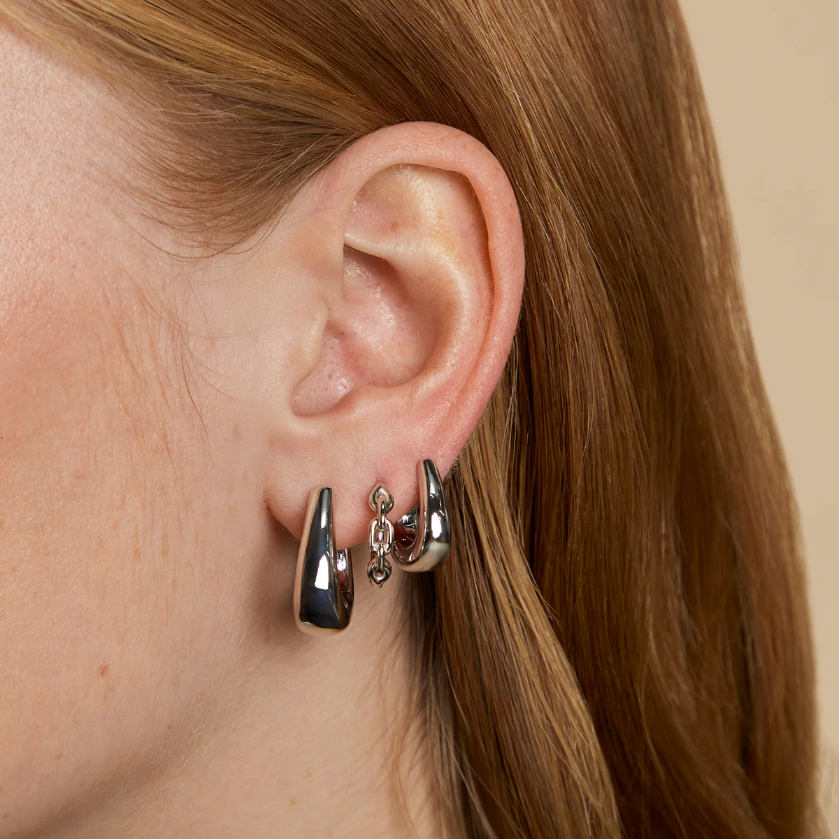 Hardware Link Hoops in Silver - Image 3