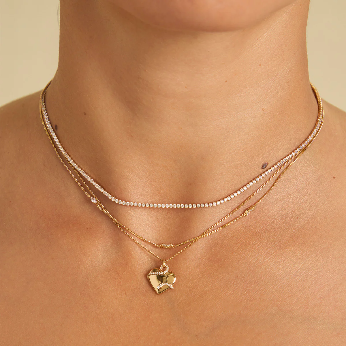 Heart & Snake Pendant Necklace in Gold - Image 3