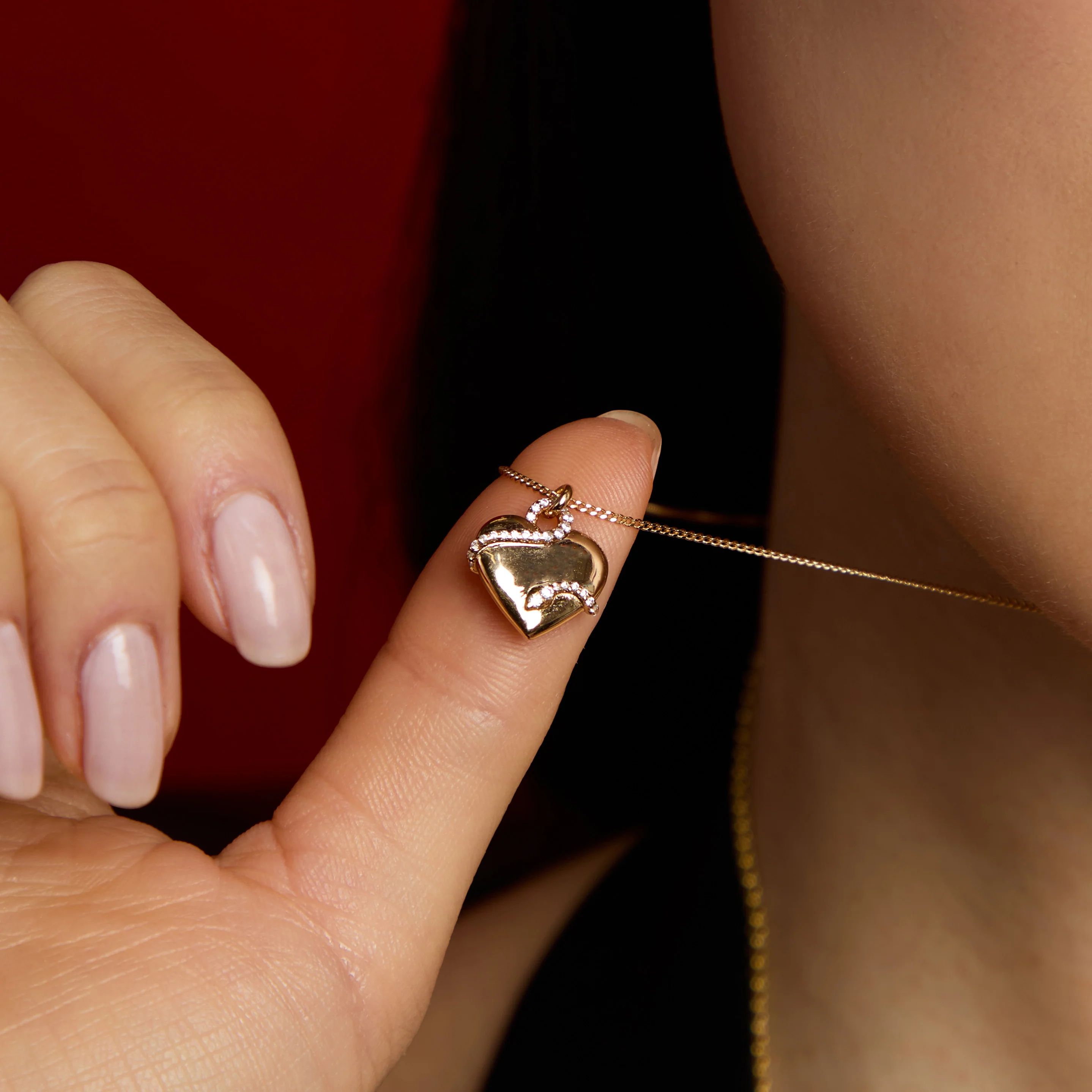 Heart & Snake Pendant Necklace in Gold - Image 8