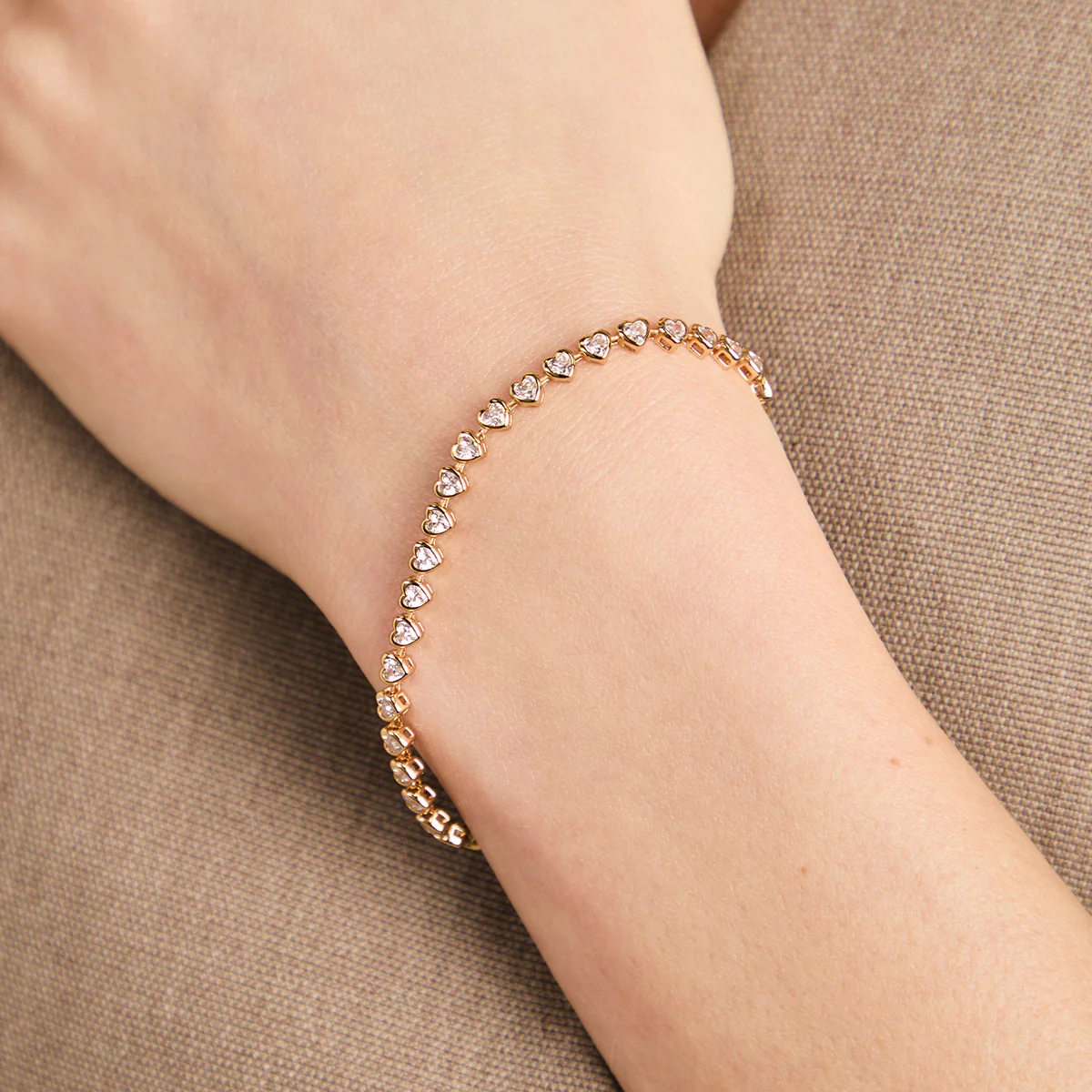 Heart Bezel Tennis Bracelet in Gold - Image 2