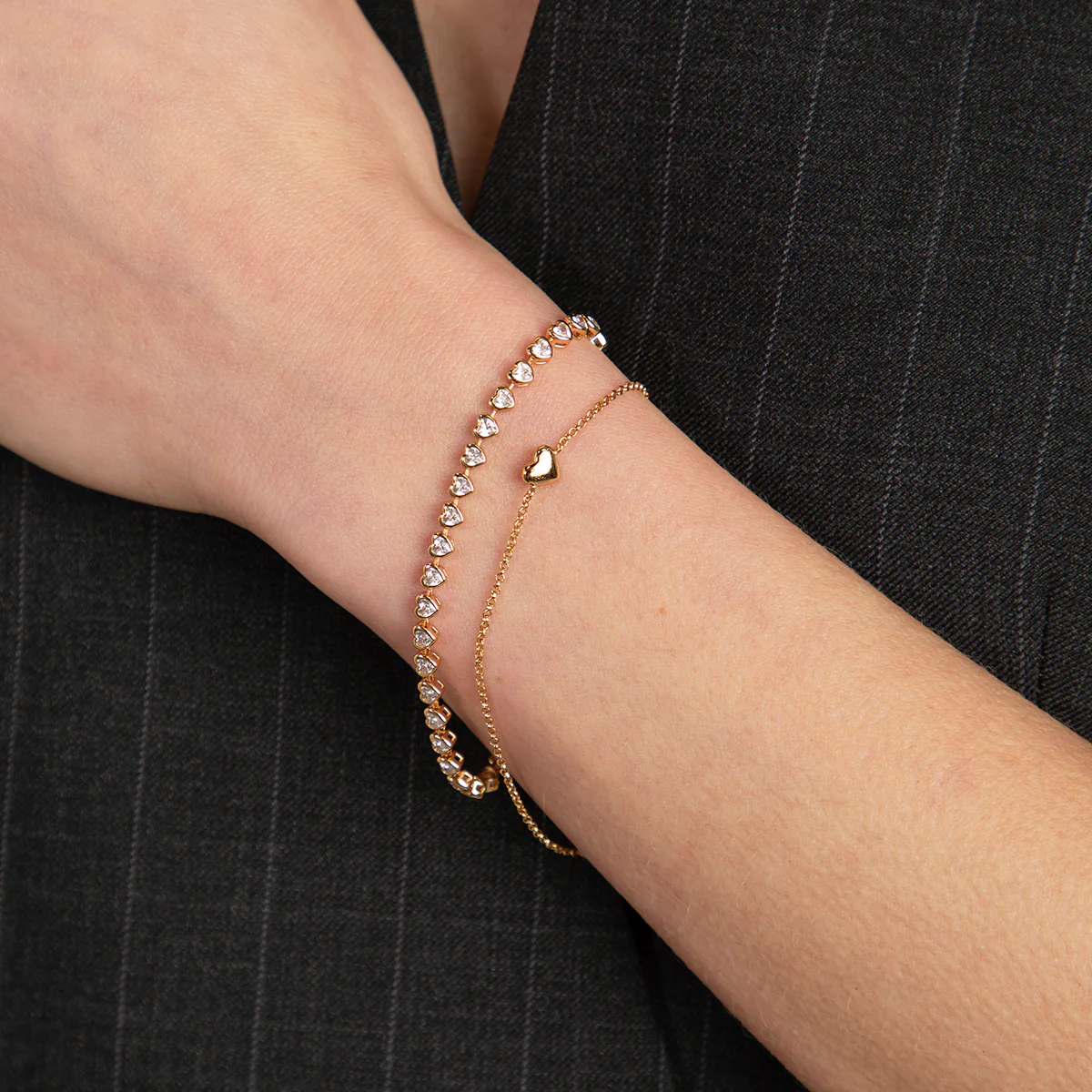 Heart Bezel Tennis Bracelet in Gold - Image 3