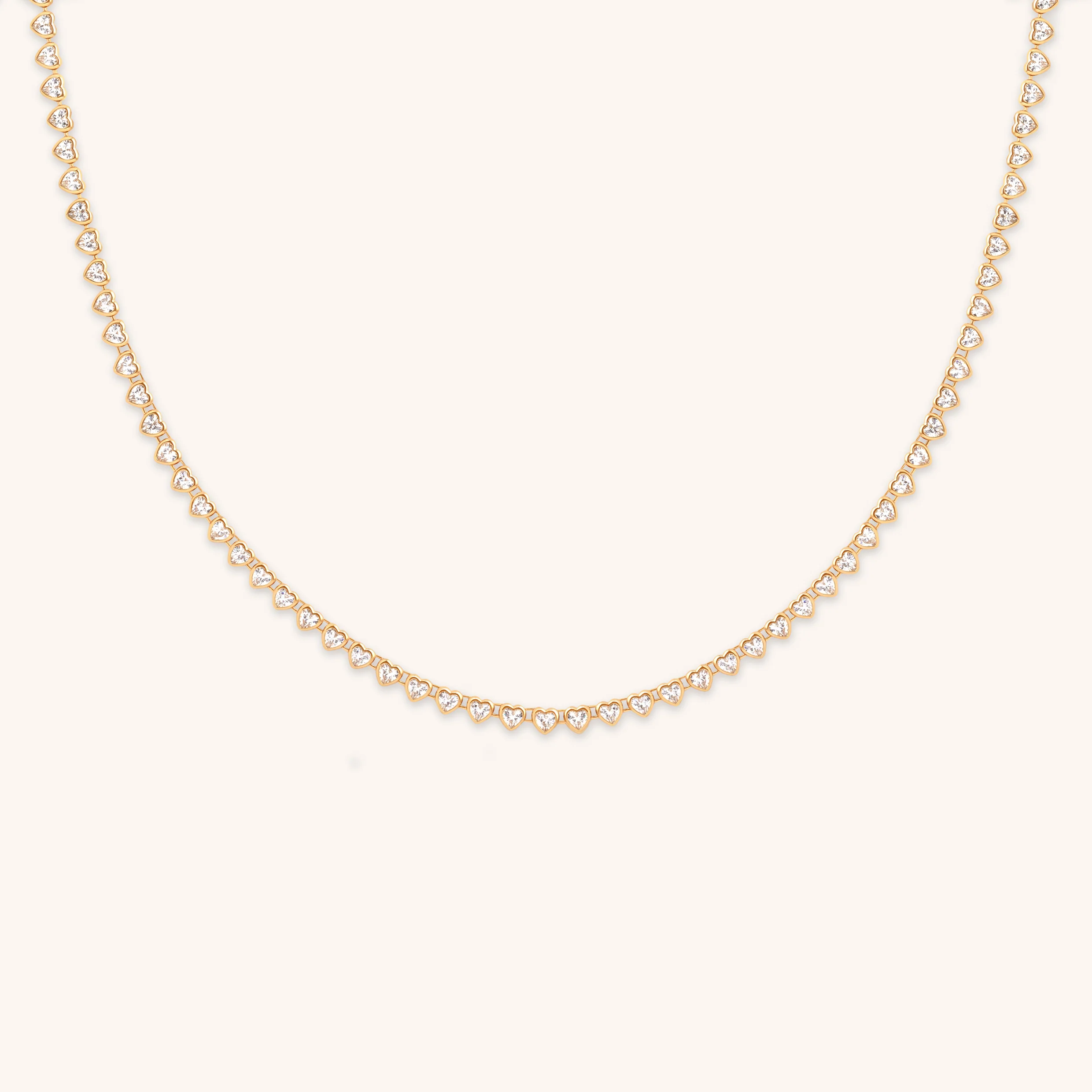 Heart Bezel Tennis Necklace in Gold