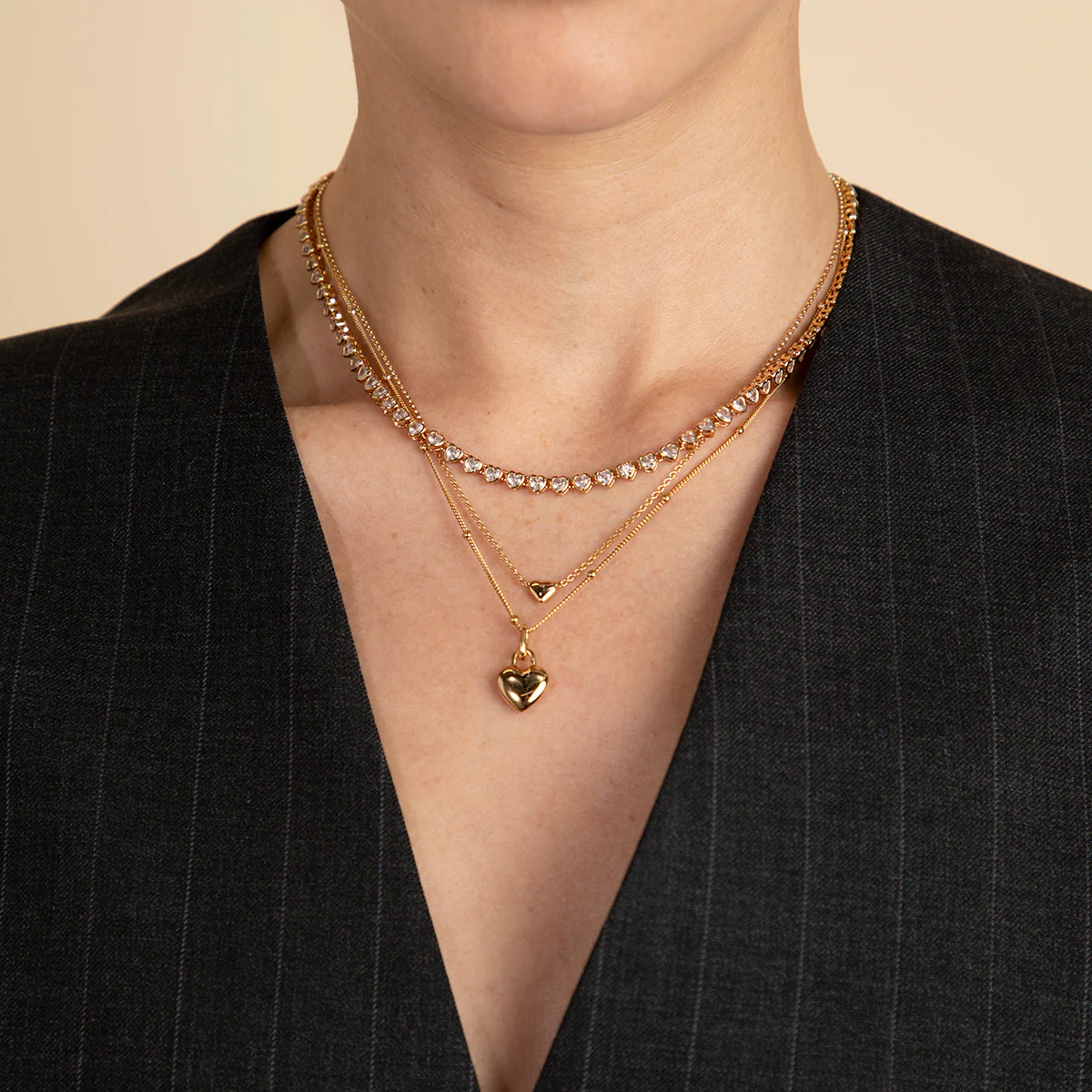 Heart Bezel Tennis Necklace in Gold - Image 4