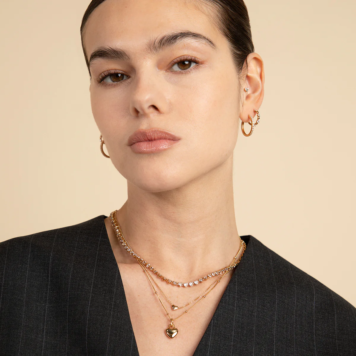 Heart Bezel Tennis Necklace in Gold - Image 6