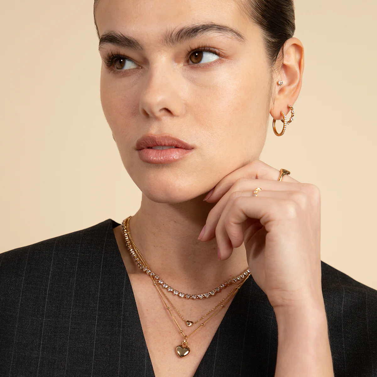 Heart Bezel Tennis Necklace in Gold - Image 7