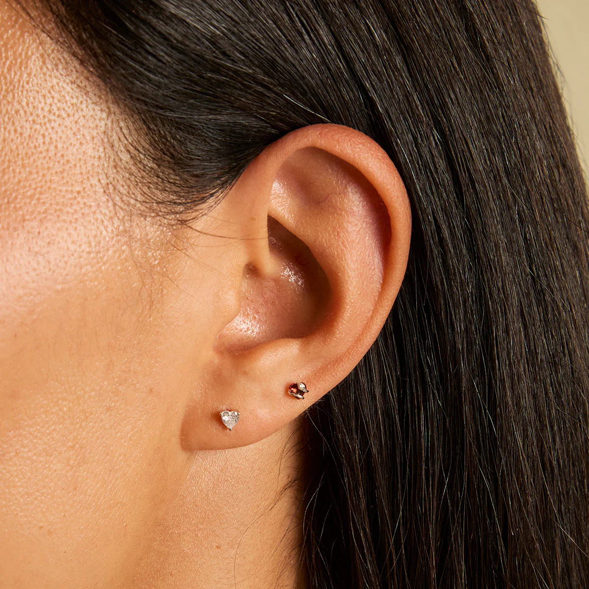 Heart Crystal Studs in Silver - Image 3