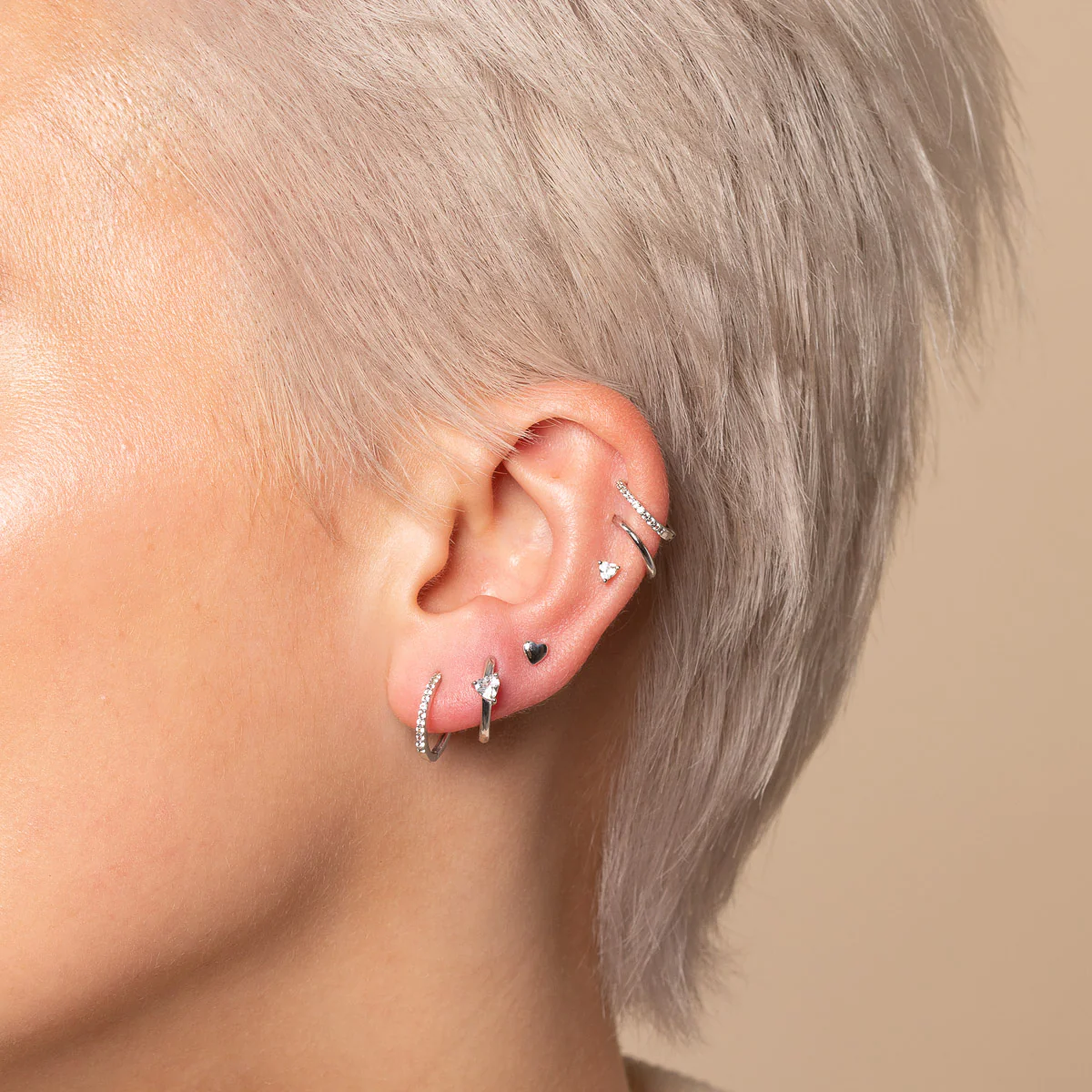 Heart Piercing Stud in Solid White Gold - Image 3