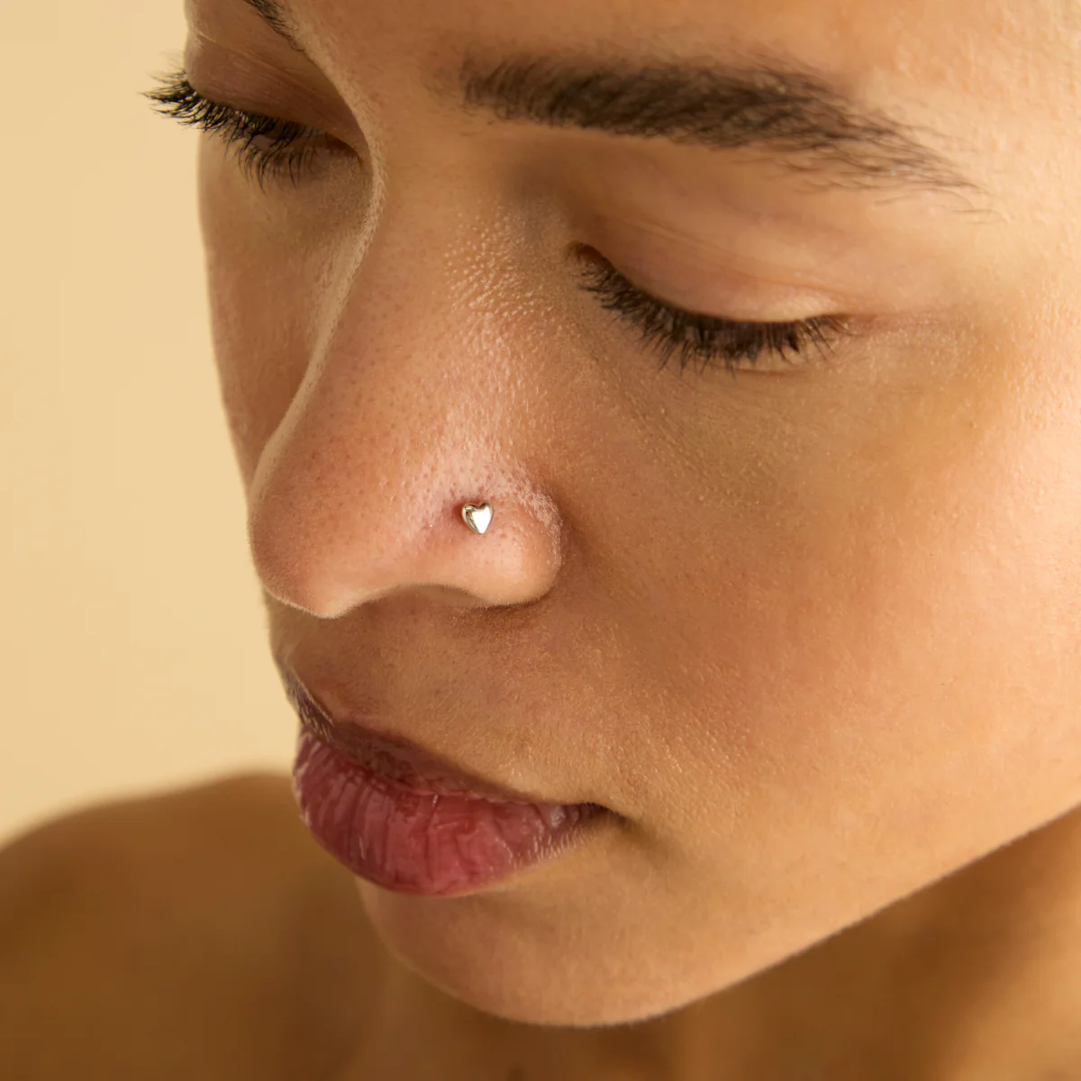 Heart Piercing Stud in Solid White Gold - Image 4