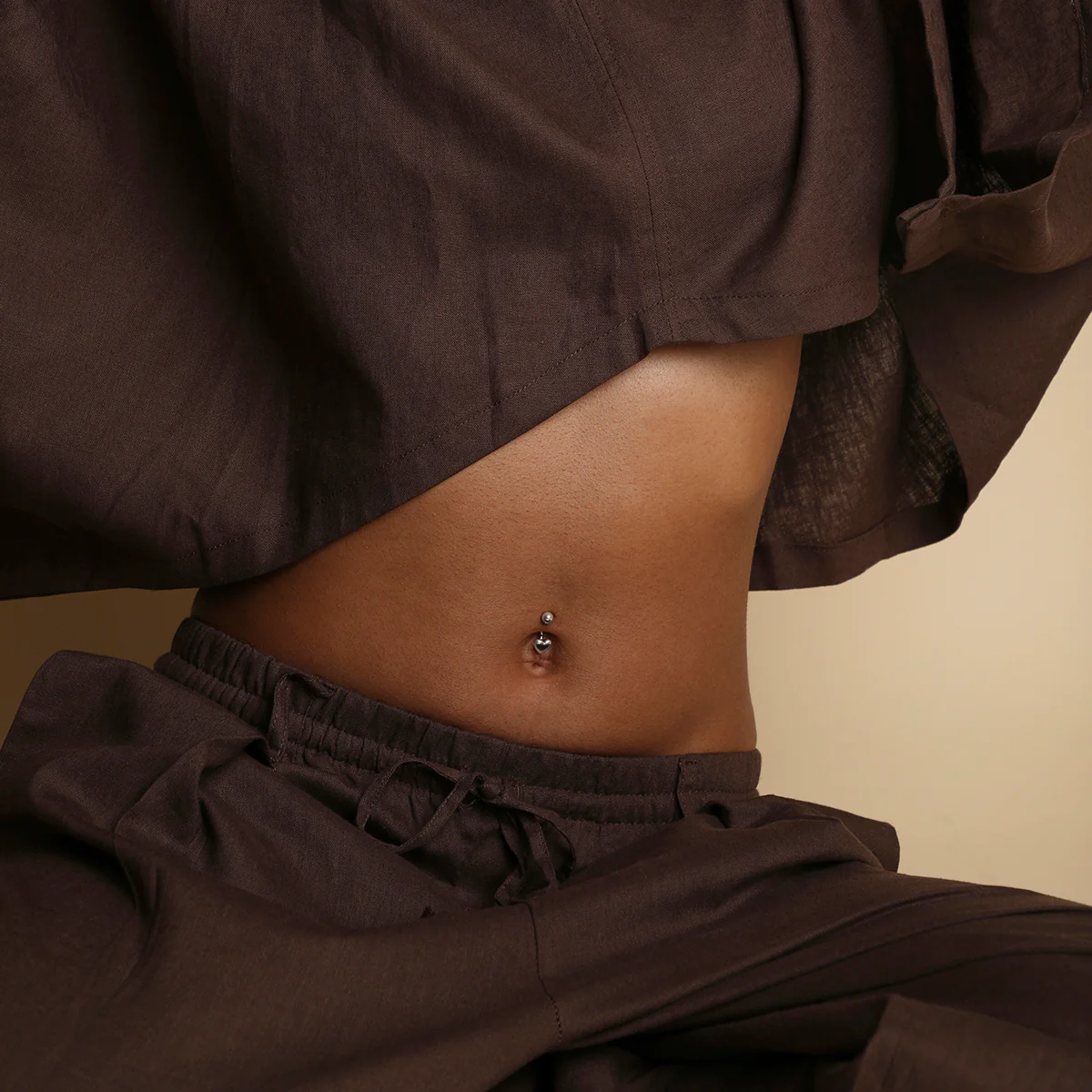 Heart Titanium Belly Bar in Silver - Image 2