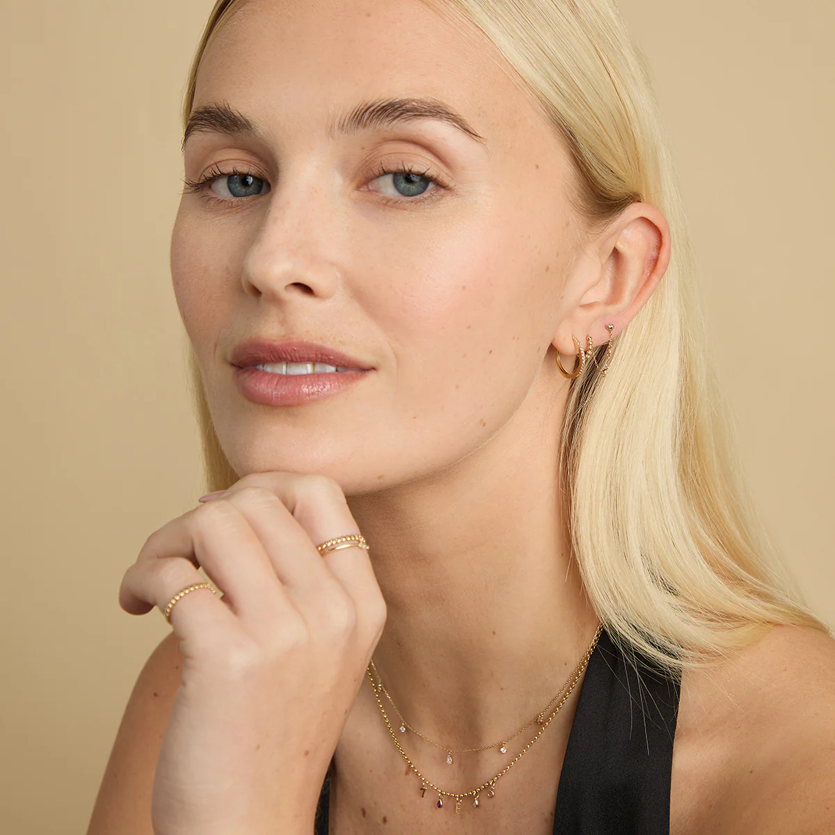 Heart Topaz Chain Studs in Solid Gold - Image 5
