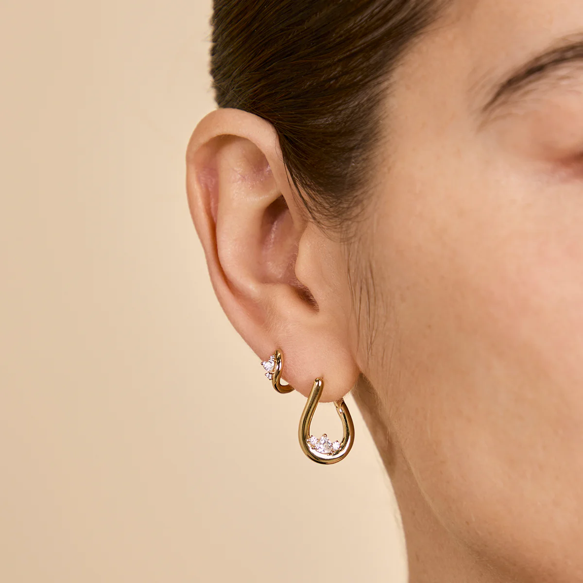 Hidden Heart Molten Hoops in Gold - Image 3