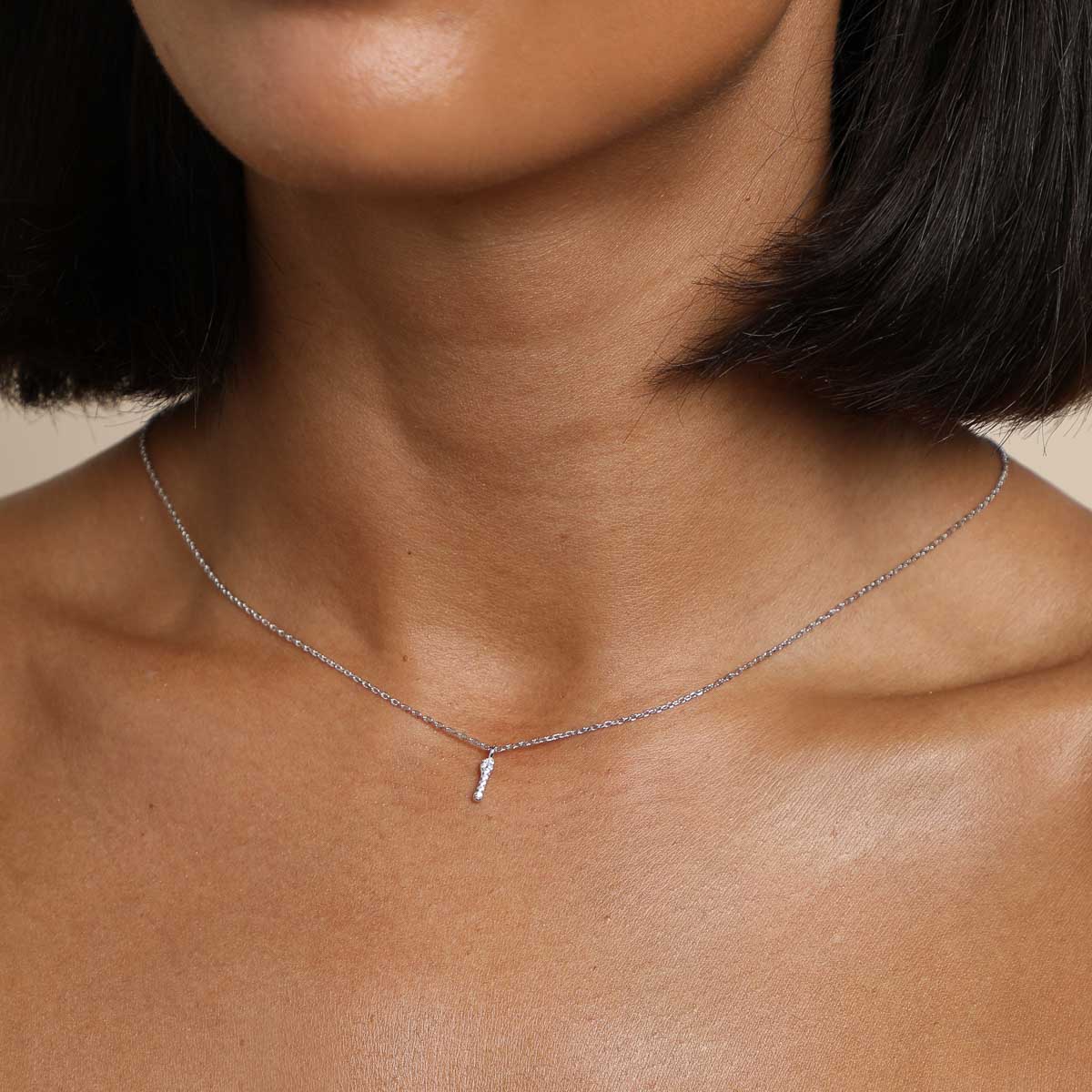 I Initial Pavé Pendant Necklace in Silver - Image 2