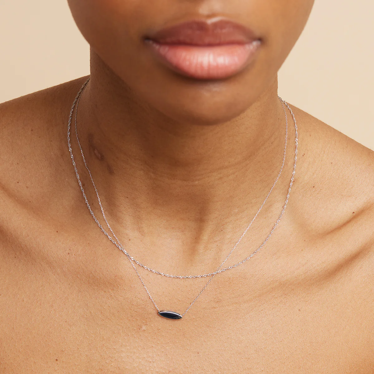 ID Pendant Necklace in Solid White Gold - Image 3