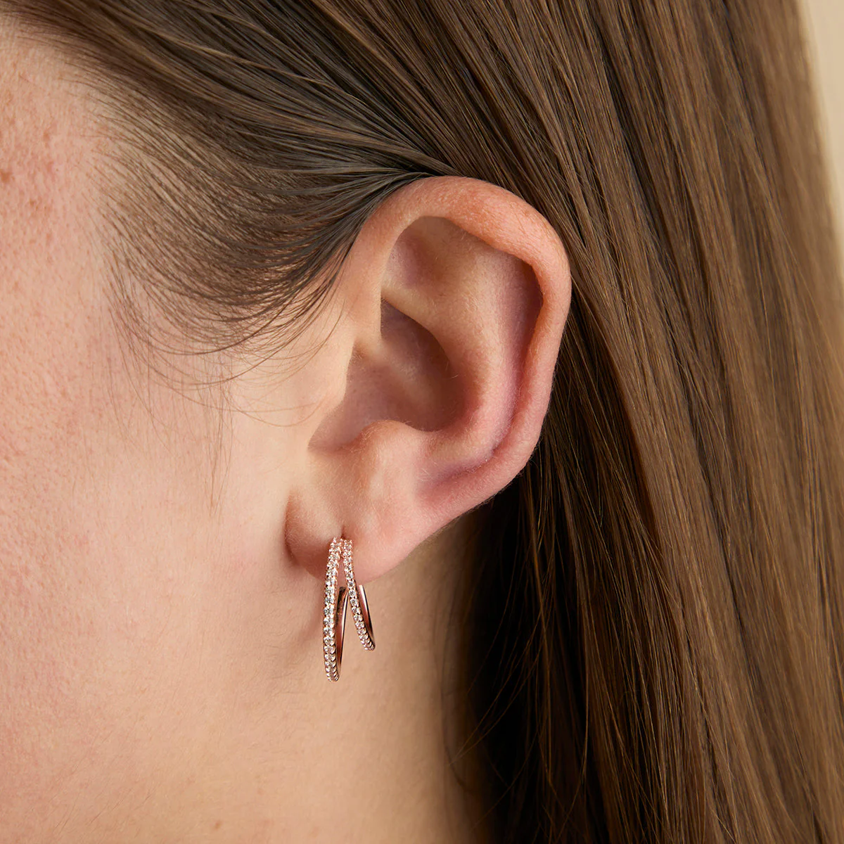 Illusion Crystal Hoops in Rose Gold - Image 3
