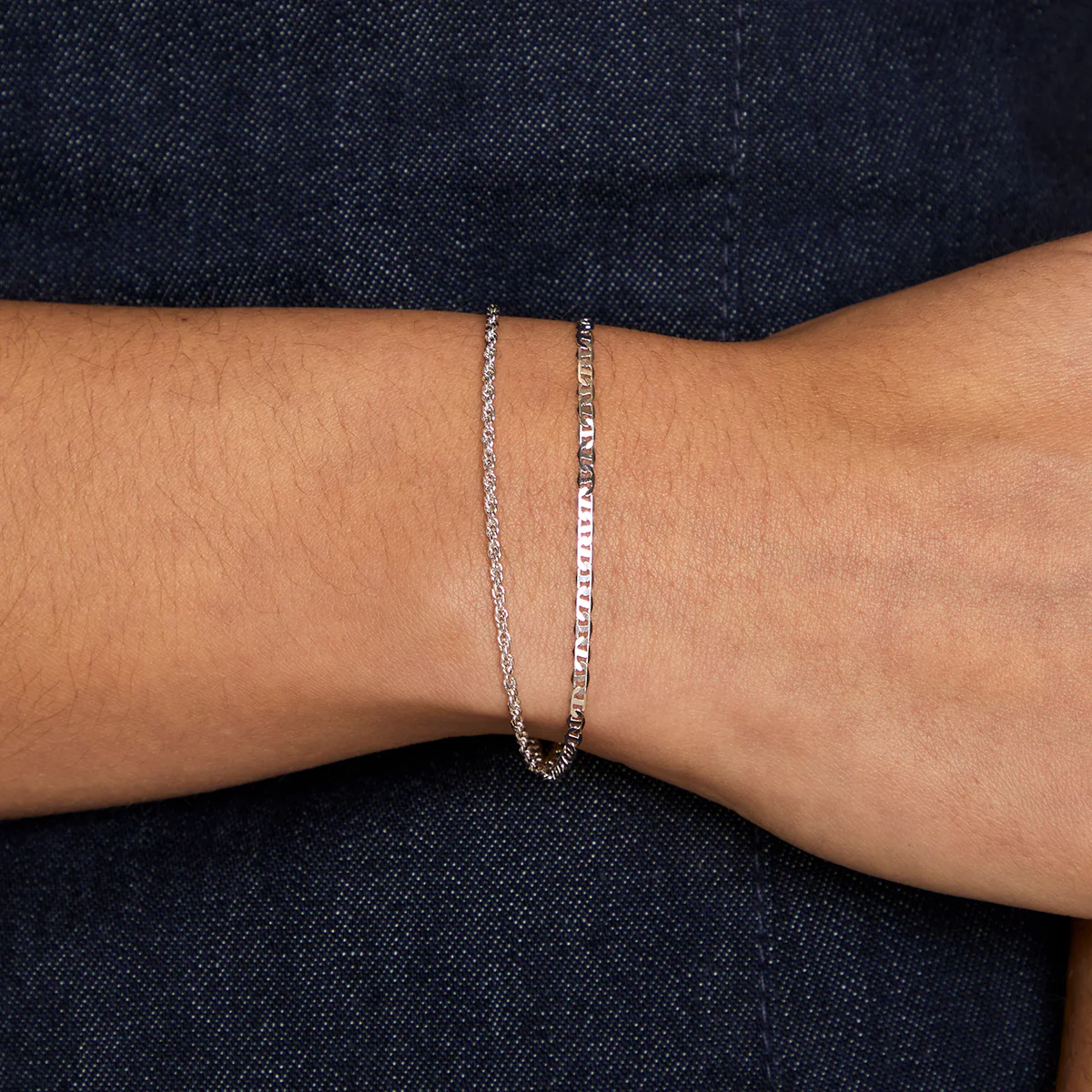 Illusion Double Chain Bracelet in Silver - Image 2