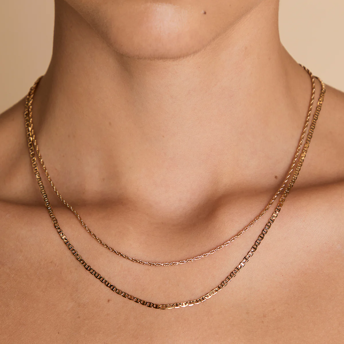 Illusion Double Chain Necklace in Gold - Image 2