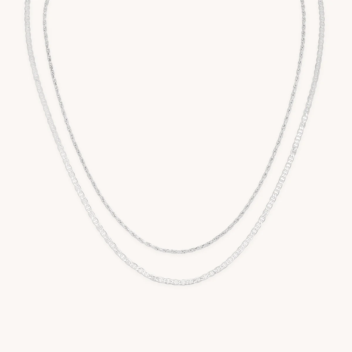 Illusion Double Chain Necklace in Silver