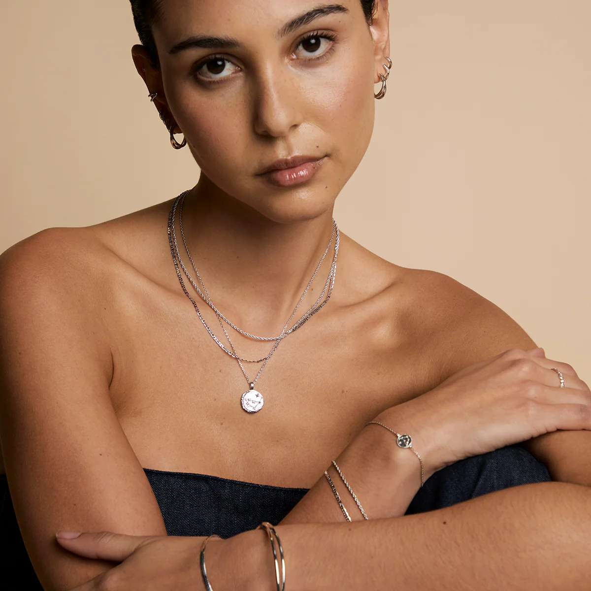 Illusion Double Chain Necklace in Silver - Image 6