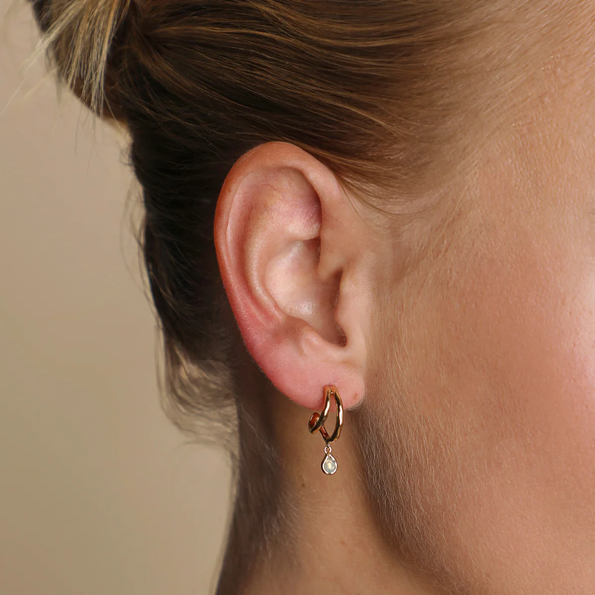 Illusion Opal Charm Huggies in Gold - Image 2