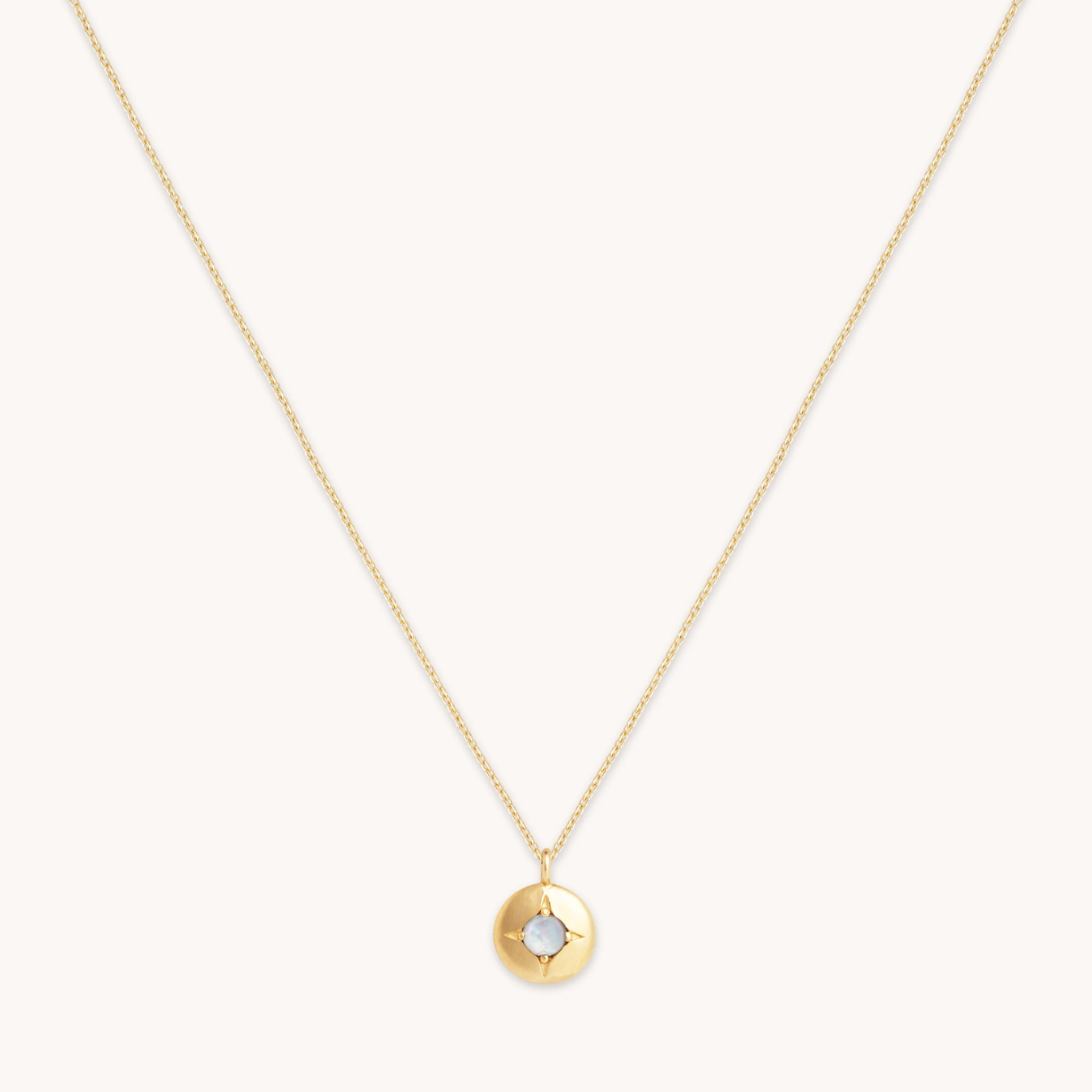June Moonstone Birthstone Necklace in Solid Gold