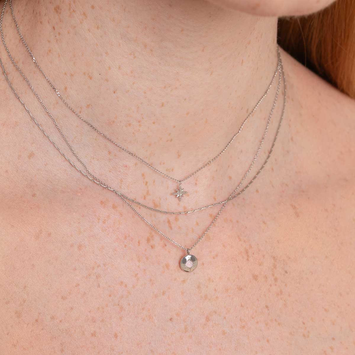 June Moonstone Birthstone Necklace in Solid White Gold - Image 3