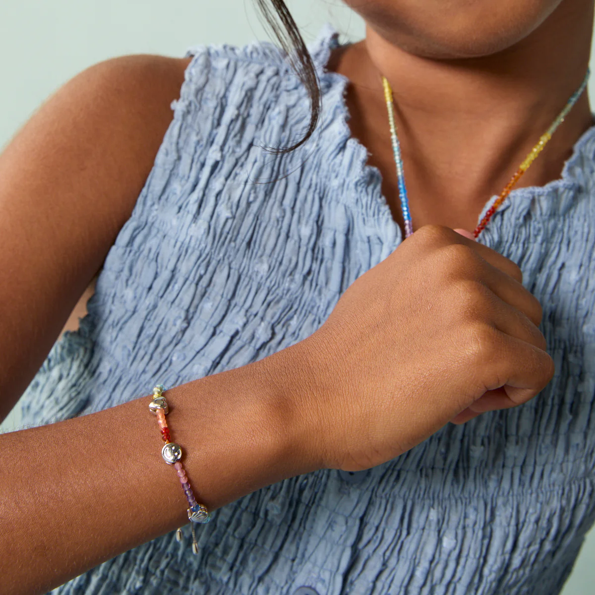 Junior Rainbow Gemstone Bracelet in 9k White Gold - Image 3