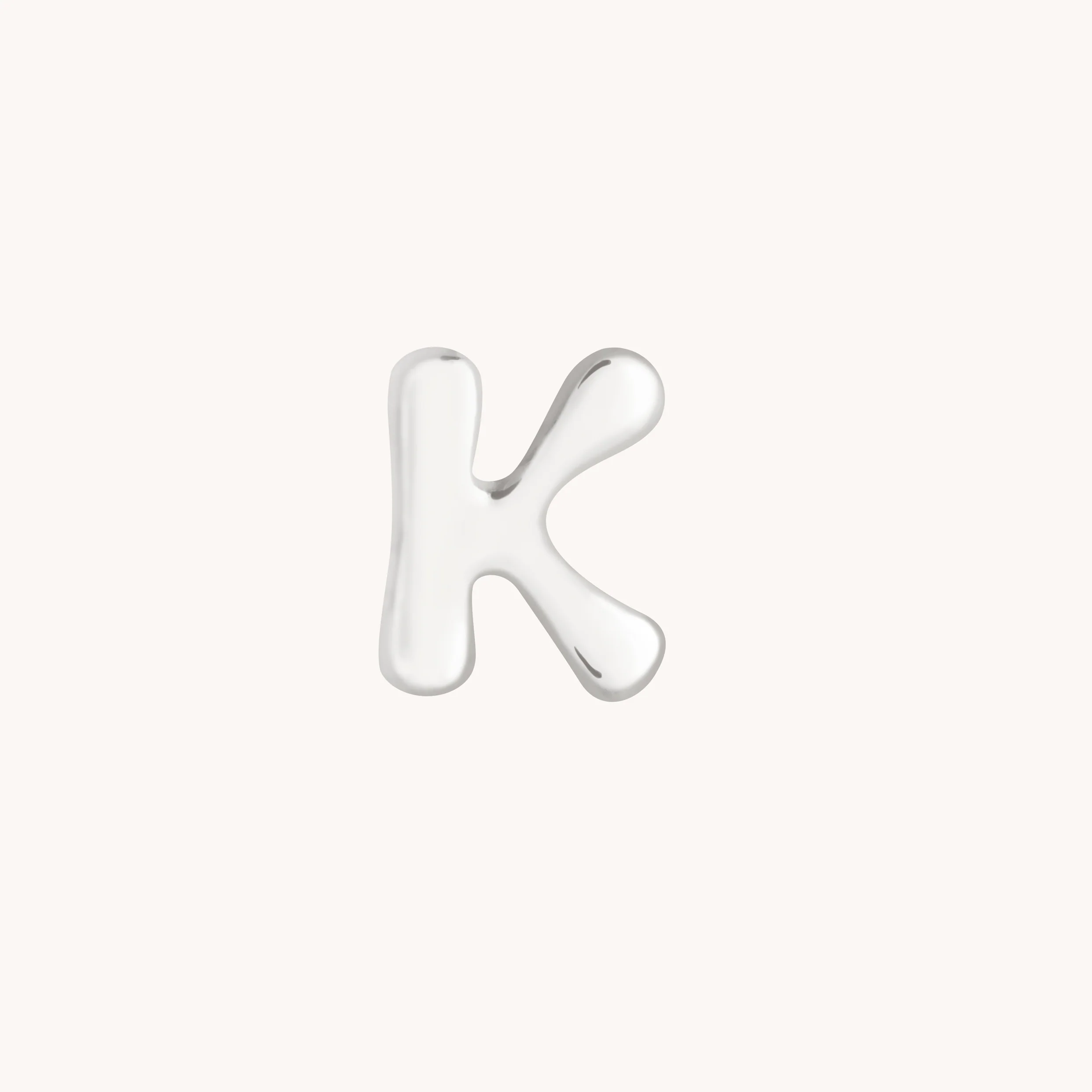 K Initial Click Charm in Solid White Gold