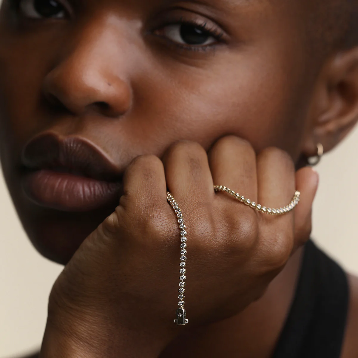 Lab Diamond Tennis Chain Bracelet in Solid Gold - Image 5